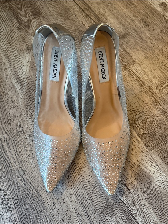 Steve Madden Shoes - Steve Madden Silver Rhinestone Pointed-Toe Heels